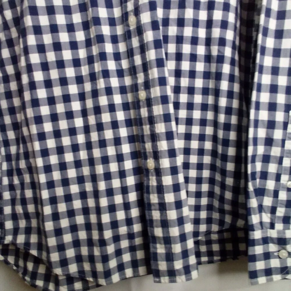 J Crew Shirt Men M Slim Button Down Long Sleeve Check Pattern Blue White